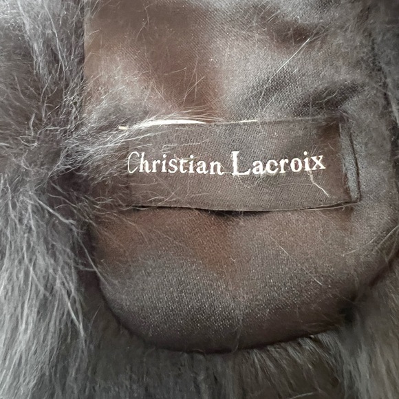 🆕 Christian Lacroix Fox Stole • Navy-Grey • NWOT - Picture 6 of 6